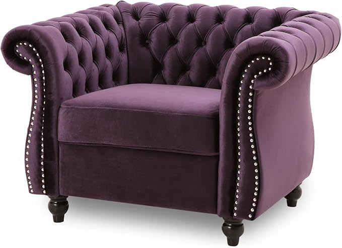 Great Deal Furniture Leila Chesterfield Velvet Club Chair, BlackBerry       
        
          
... | Amazon (US)