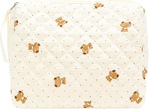 PAZIMIIK Quilted Makeup Bag Large Travel Zipper Soft Cosmetic Pouch for Women Girls Make Up,Gauze... | Amazon (US)