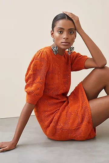 Maeve Pointelle Knit Mini Dress | Anthropologie (US)