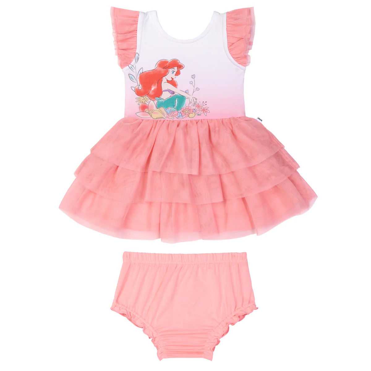 Disney Ariel Flutter Tiered Tutu Dress with Bloomer | Little Sleepies