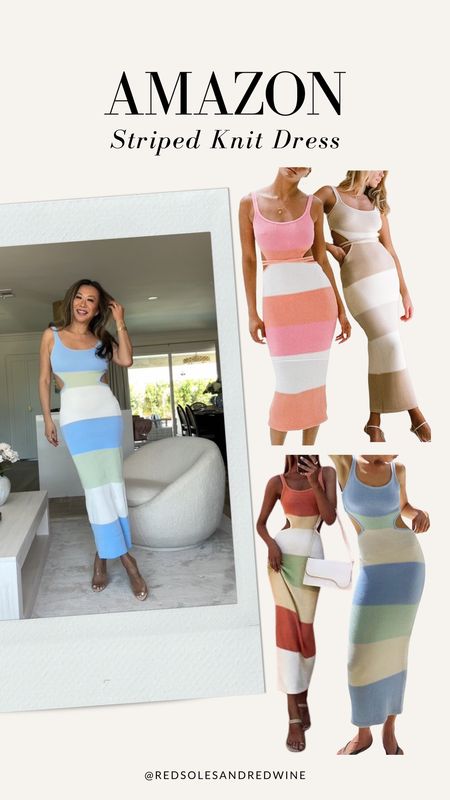 Amazon knit striped cutout maxi dress! Spring dress, maxi dress, striped dress, summer dress, vacation dress 

#LTKstyletip #LTKfindsunder50