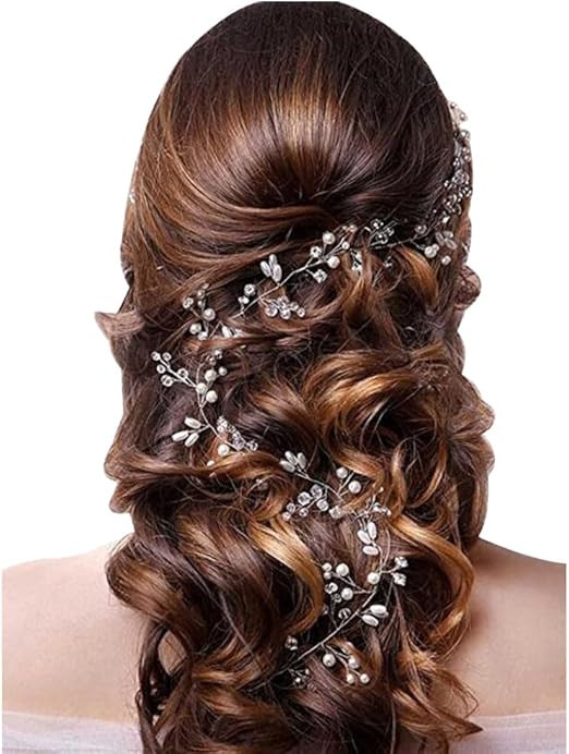 Enfeite Arranjo De Cabelo Penteado Para Noiva Debutante Casamento Pérola 50cm (Dourado) | Amazon (BR)
