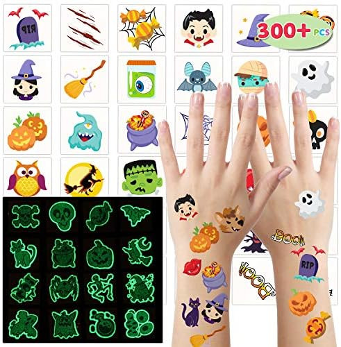 300+ Assorted Halloween Temporary Tattoos including 90 Glow in the Dark Tattoos (54 Designs) for ... | Amazon (US)