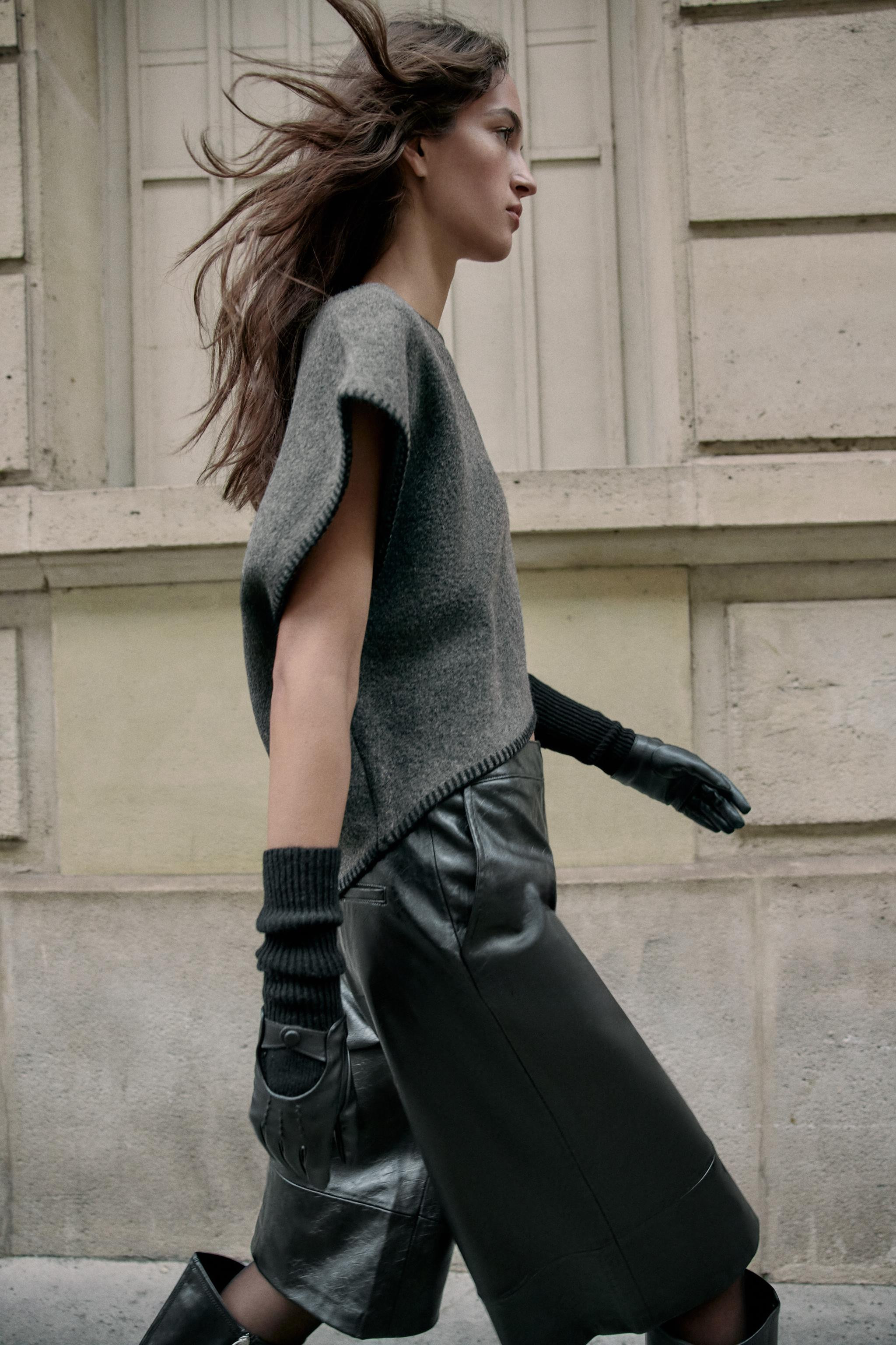 COMBINED LEATHER EFFECT GLOVES | Zara UK