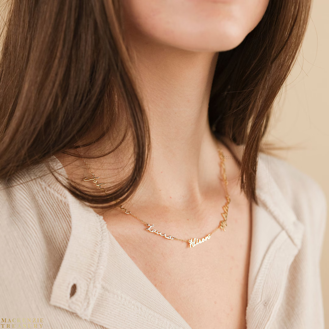 Multiple Name Necklace - Family Necklace - Custom Children Name - Mothers Day Gift - 4 Name Neckl... | Etsy (US)