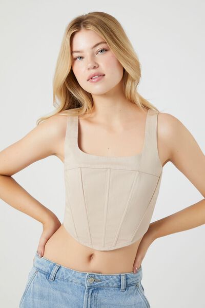 Twill Corset Crop Top | Forever 21