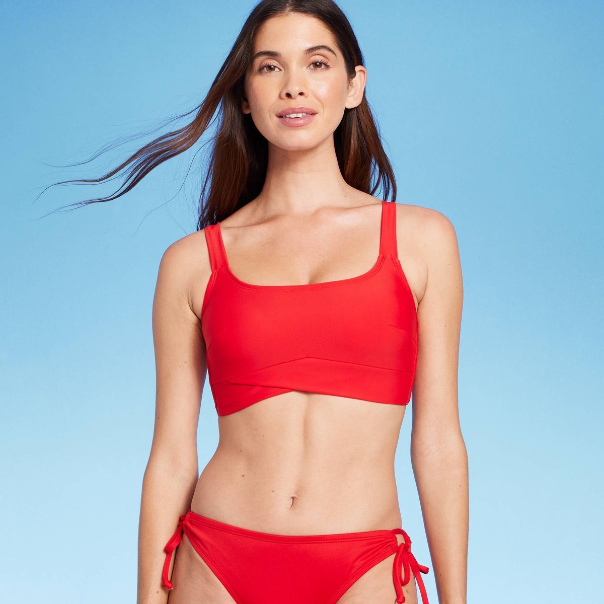 Women's Longline Square Neck Bralette Bikini Top - Shade & Shore™ Green XS | Target