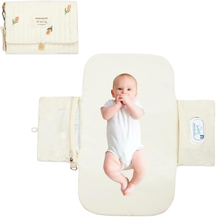 Portable Diaper Changing Pad, with, for Newborn Girl & Boy with Smart Wipes Pocket, Easy-Clean, W... | Amazon (US)