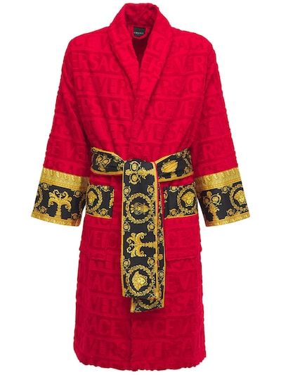 Versace - Barocco & robe bathrobe - Red | Luisaviaroma | Luisaviaroma