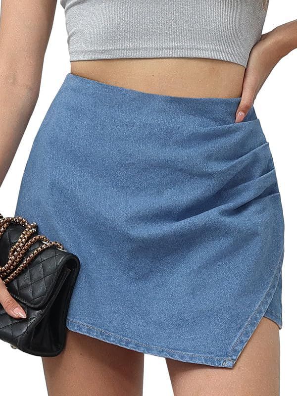Genleck Denim Skorts Skirts for Women - Jean Skirt with Shorts Underneath High Waisted Strectch E... | Amazon (US)