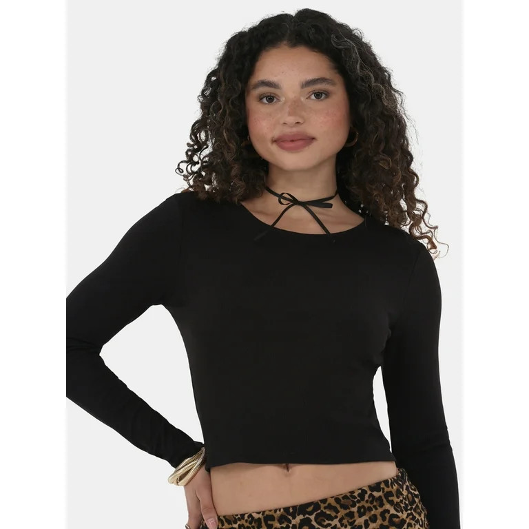 No Boundaries Double Layer Crew Tee, Women's | Walmart (US)