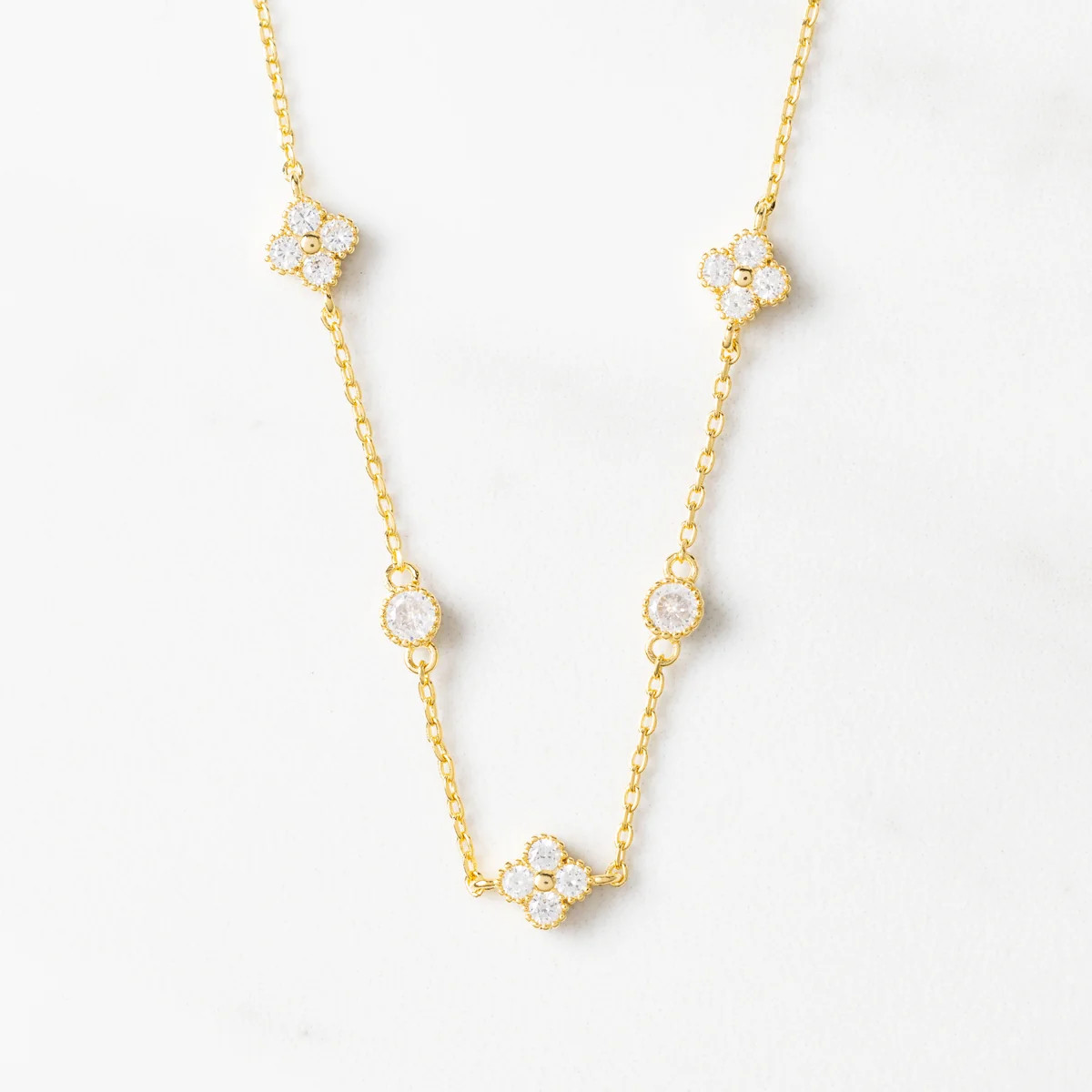 Clover & Bezel Station Necklace | Modern Locke
