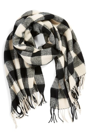 Junior Women's Bp. Buffalo Plaid Oblong Scarf, Size One Size - Black | Nordstrom