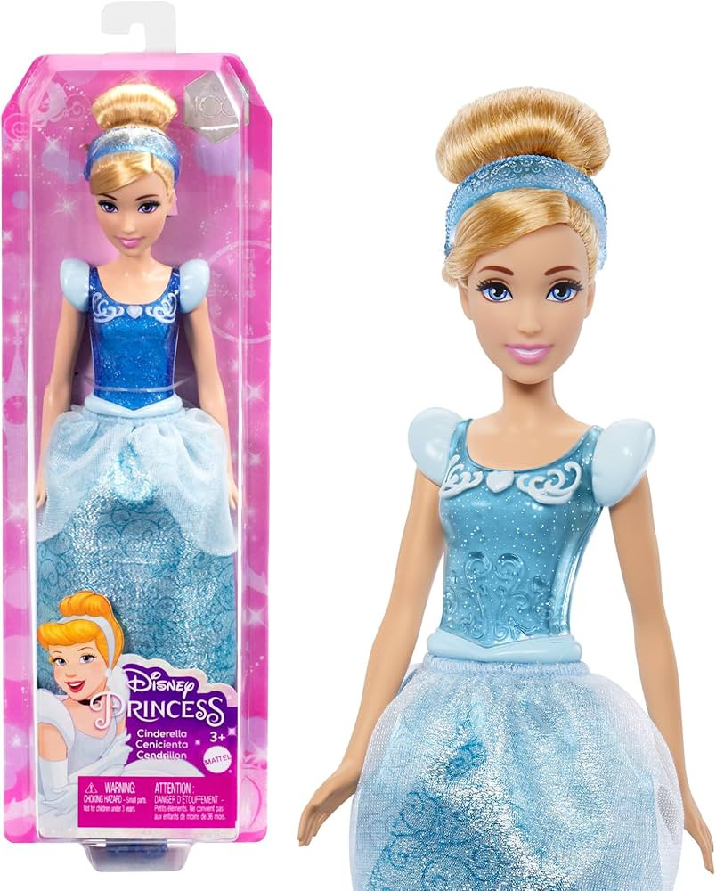 Mattel Disney Princess Toys, Cinderella Fashion Doll, Sparkling Look with Blonde Hair, Blue Eyes ... | Amazon (US)