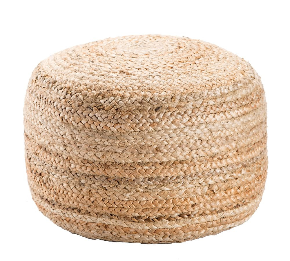 Round Hand Braided Jute Pouf | Pottery Barn (US)