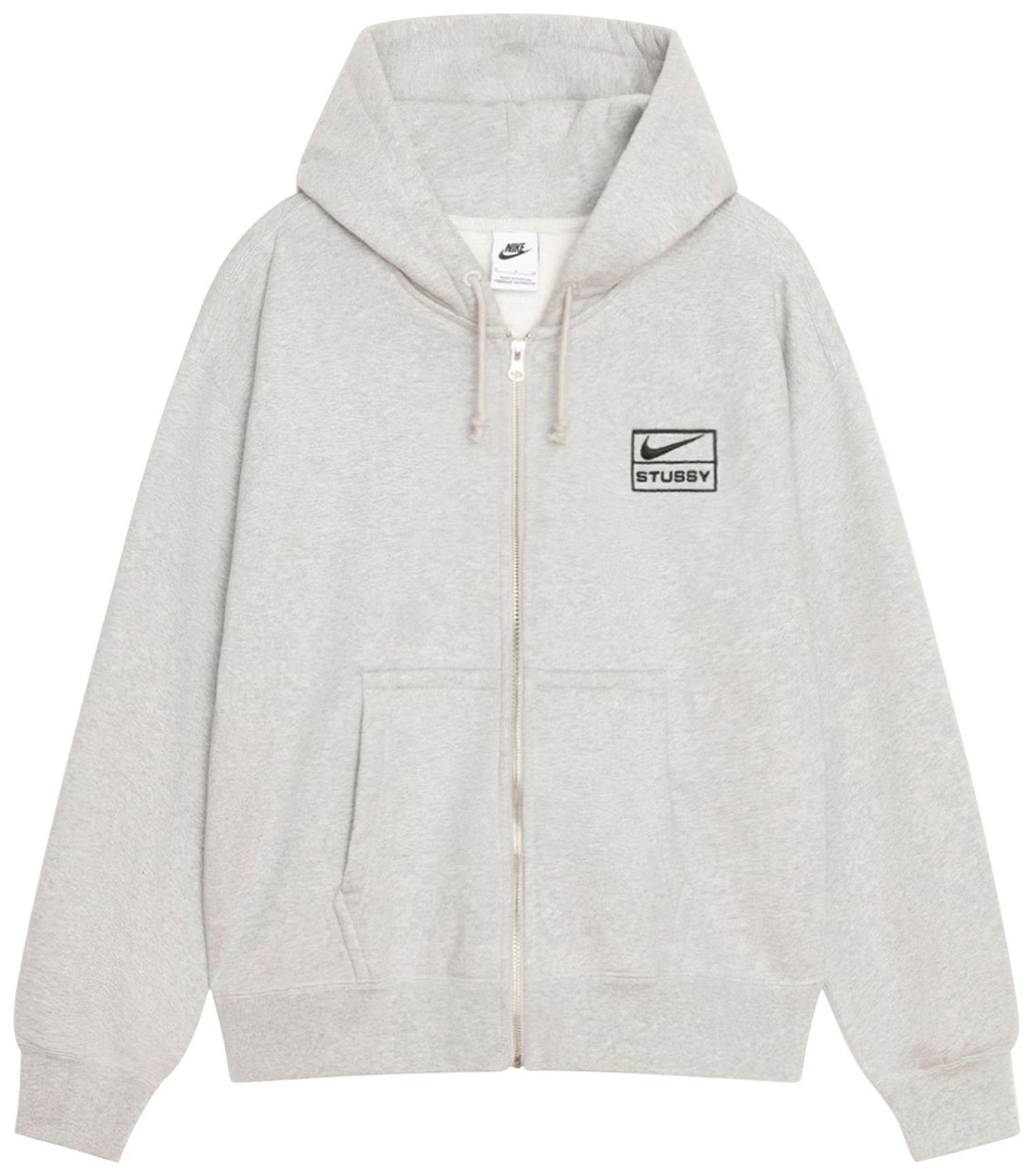 Nike x Stussy Stone Washed Fleece Zip Hoodie 'Grey Heather' | GOAT