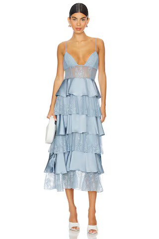 WeWoreWhat Tiered Lace Midi Dress in Storm from Revolve.com | Revolve Clothing (Global)