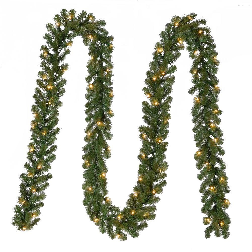 18 ft. Kingston Pre-Lit Artificial Christmas Garland with 280 tips and 70 Clear Lights | The Home Depot