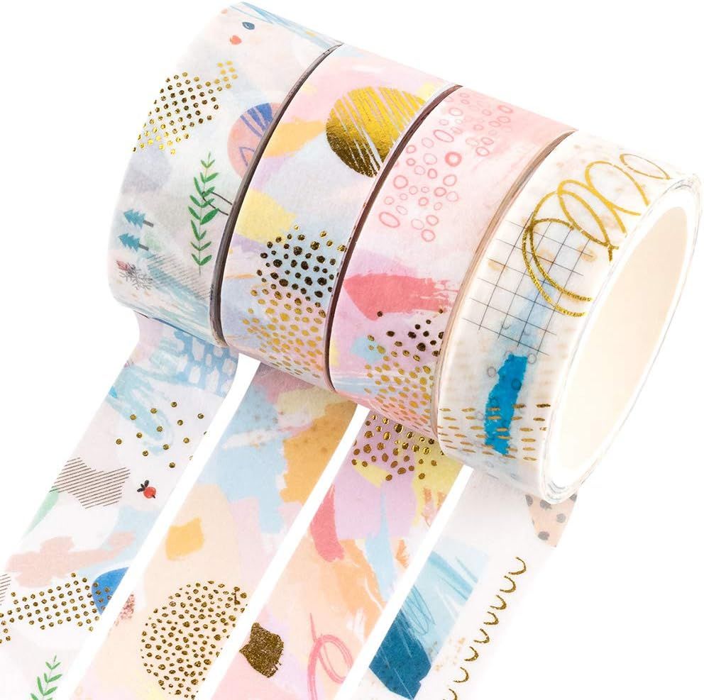 YUBBAEX Gold Washi Tape IG Style Foil Masking Tape Set Decorative for Arts, DIY Crafts, Bullet Jo... | Amazon (US)
