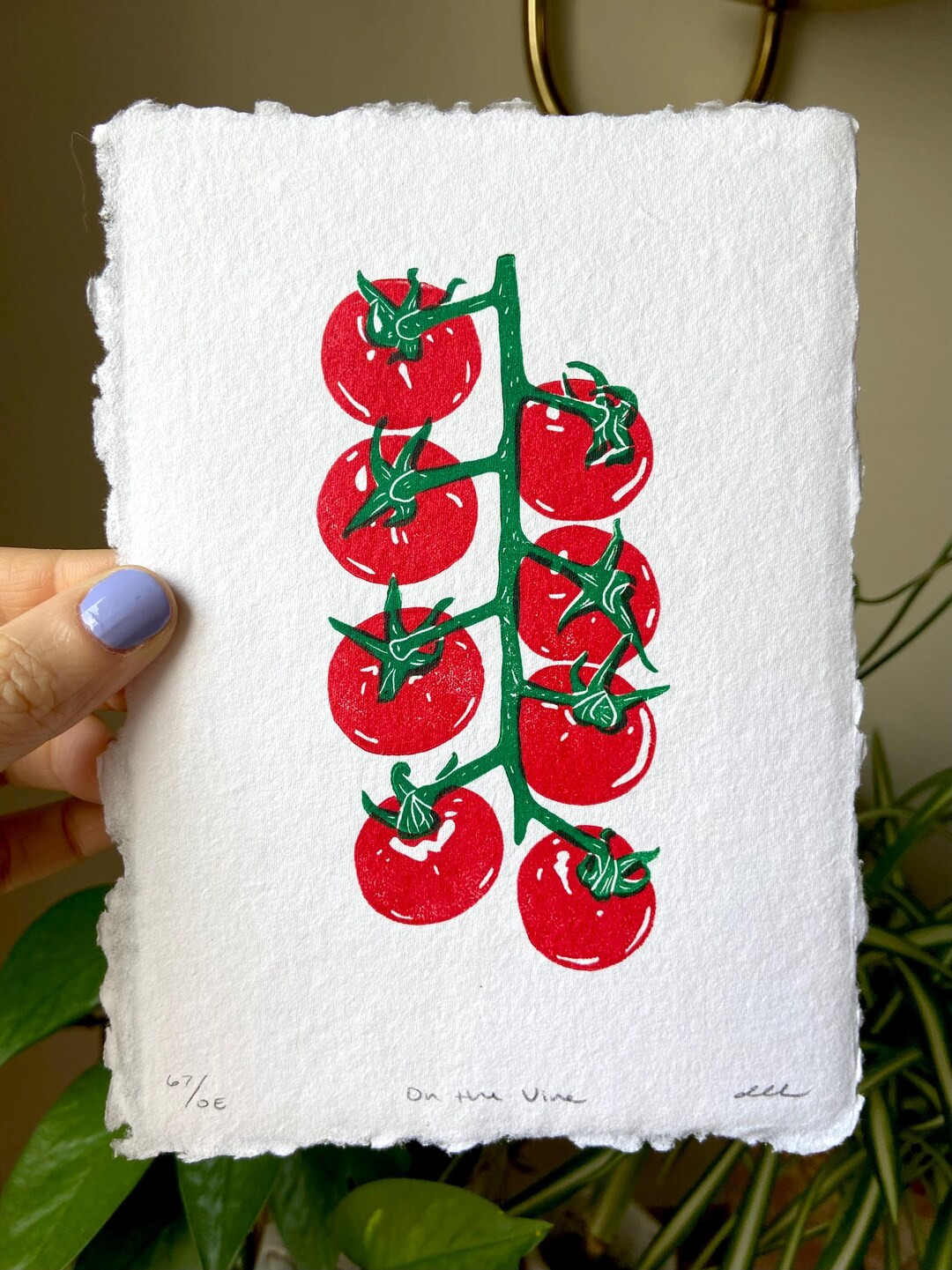 Cherry Tomatoes on the Vine Block Print | Tomatoes Linocut | Produce Art | Farmers Market | Kitch... | Etsy (US)