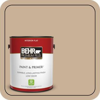 BEHR PREMIUM PLUS 1 gal. #MQ2-46 Basswood Flat Low Odor Interior Paint & Primer 140001 - The Home... | The Home Depot