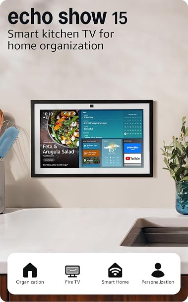 Amazon Echo Show 15 (newest model), Full HD 15.6" kitchen hub for home organization, with built-i... | Amazon (US)