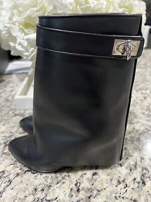 Givenchy Shark Lock Booties Boots, Size 37.5 Black Leather | eBay US