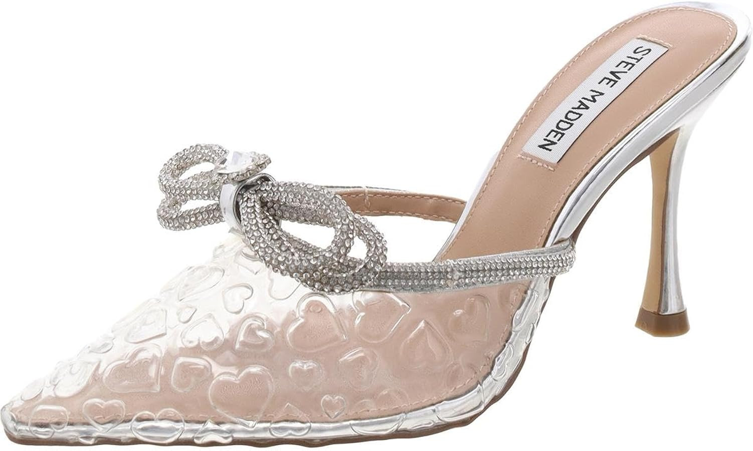 Steve Madden Royal Clear Stiletto Heeled Pointed Toe Bow Detail Rhinestone Pumps | Amazon (US)