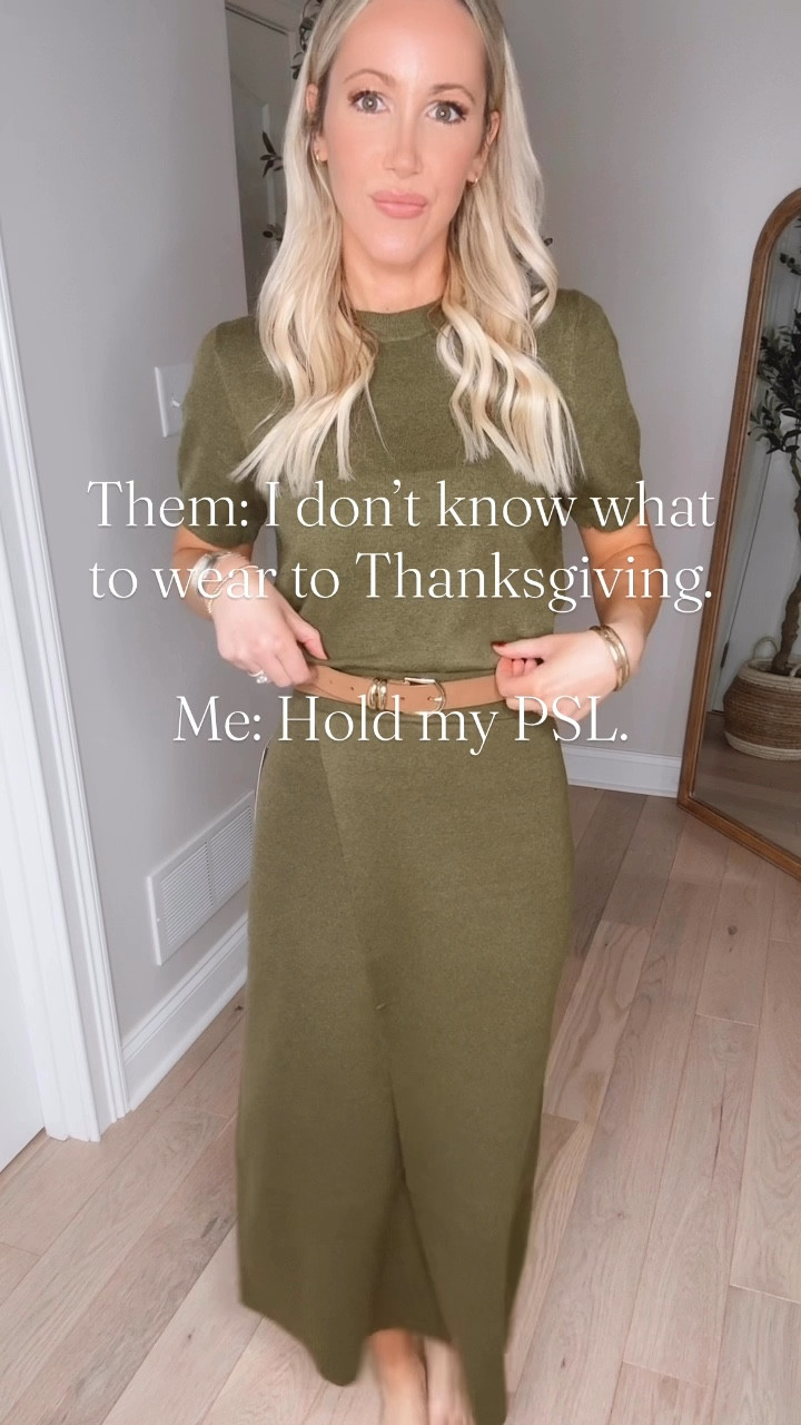 Must-have sweater sets, currently loving at Target‼️Here’s how I styled this green knit set for fall! 🍂So classic, chic, and COMFY! Multiple colors available, sizes XS-4X. Love this short sleeve sweater paired with this knit midi skirt just as much! Truly obsessed with the fit- way better on than on the hanger! Dress up for work with boots or heels or dress down for the weekend with sneakers! Also perfect to mix and match or style these pieces separately! I love these sets for date night, travel, and church, too! I’m 5’7” and grabbed my true size xs in the skirt and grabbed the small in the top.

#LTKWorkwear #LTKFindsUnder50 #LTKHoliday