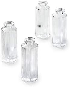 Serene Spaces Living Set of 4 Clear Pleated Bud Vase, Vases for Centerpieces for Home Decor, Events, | Amazon (US)