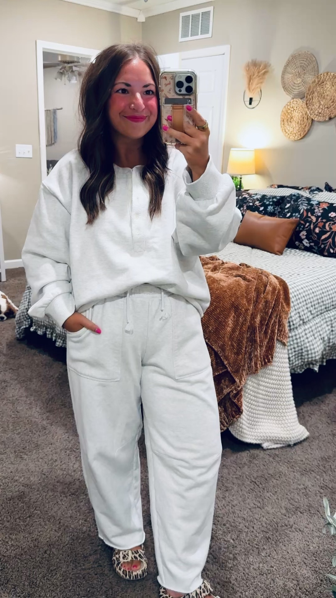 The coziest matching set for lounging, errands, and everything in between! 🤍 I love the relaxed fit and neutral color—and the leopard shoes add such a fun touch! 🐆✨


sandals: fit true to size // wearing a 5
joggers: fit oversized // wearing a medium
henley: fits true to size // wearing a large 

 #LTKootd #LTKMidsize