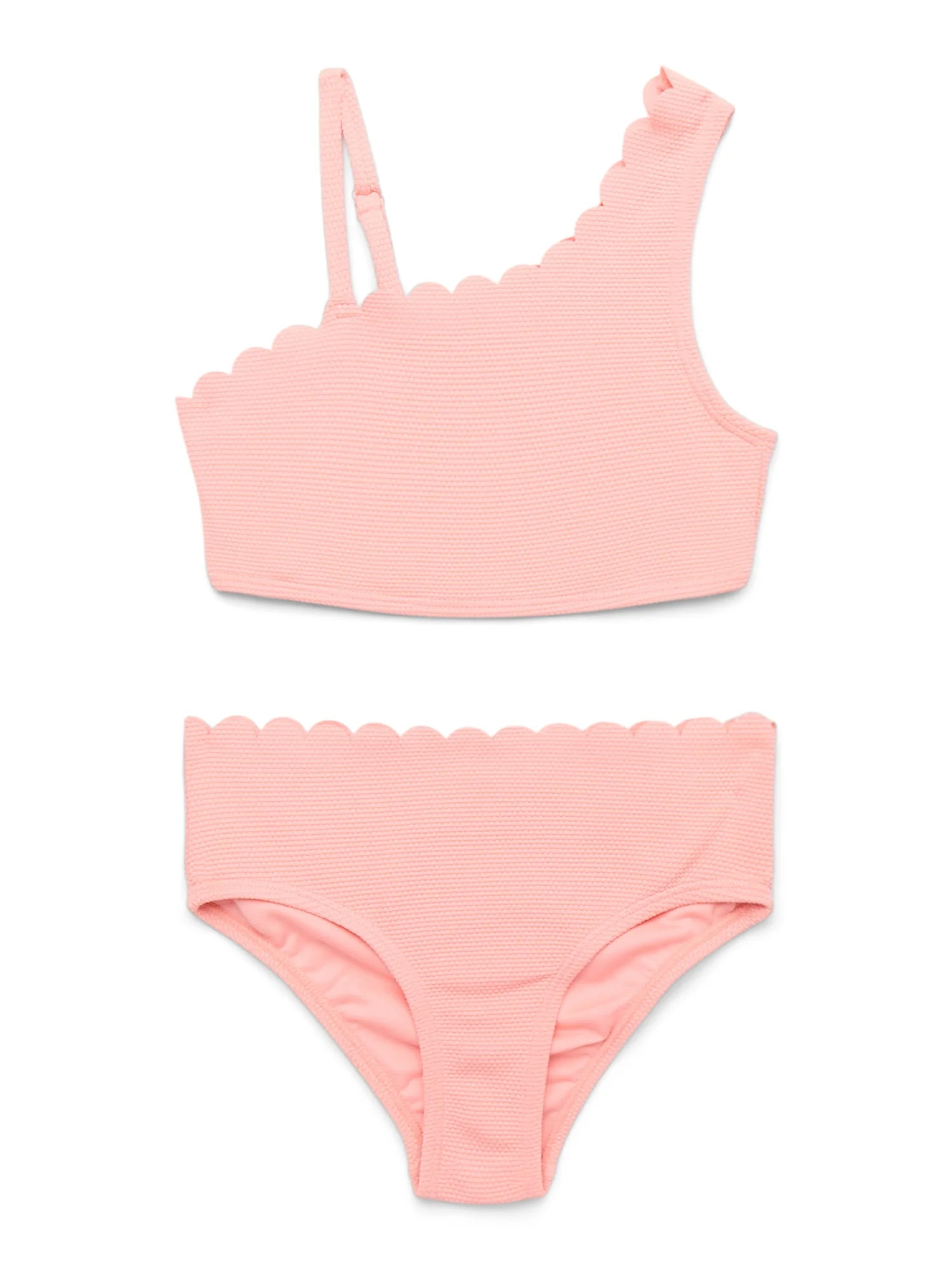 Jessica Simpson Girls Asymmetric Scalloped Swimsuit Set, 2-Piece, Sizes XS-XL | Walmart (US)