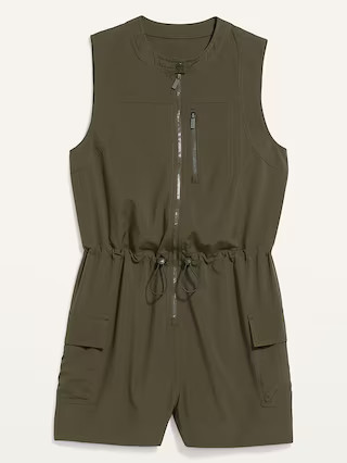 StretchTech Sleeveless Zip-Front Cargo Romper for Women -- 3-inch inseam | Old Navy (US)