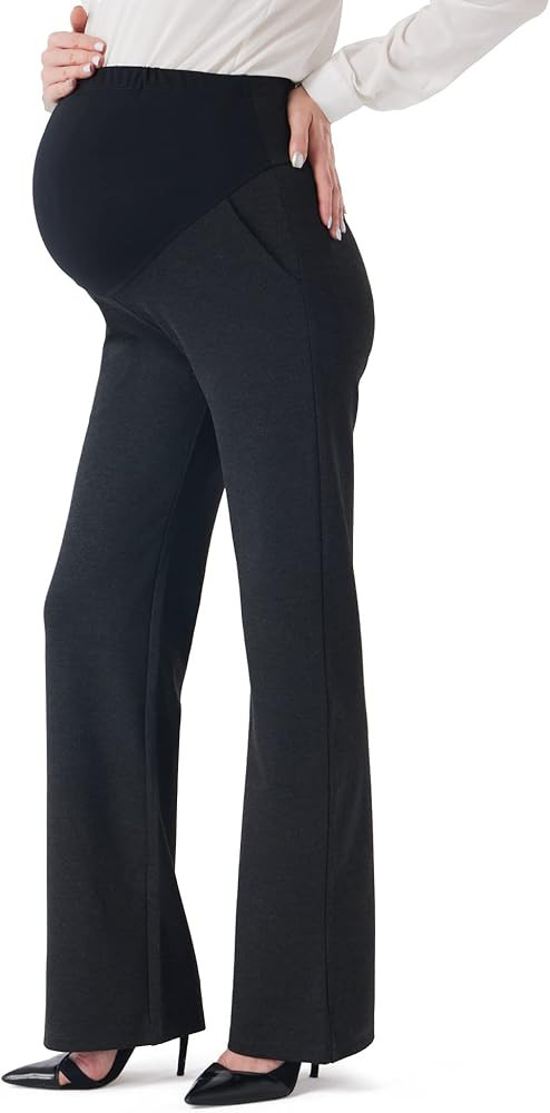 URBEST Women's Maternity Pants for Work, Office Wear Dress Pants Over The Belly Stretchy Pregnanc... | Amazon (US)