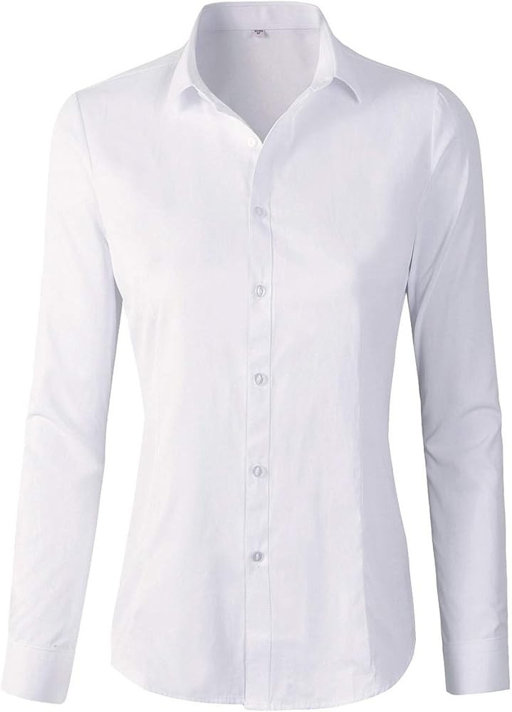 Women's Basic Long Sleeve Button Down Shirt Work Wear | Amazon (US)