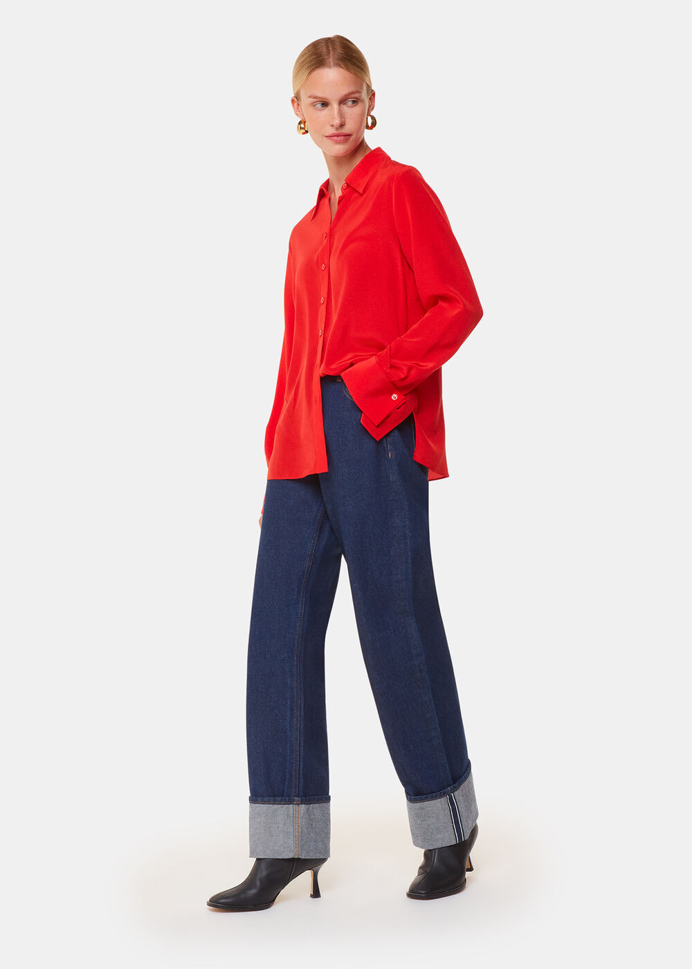 Red Ultimate Silk Shirt | WHISTLES | Whistles UK | | Whistles