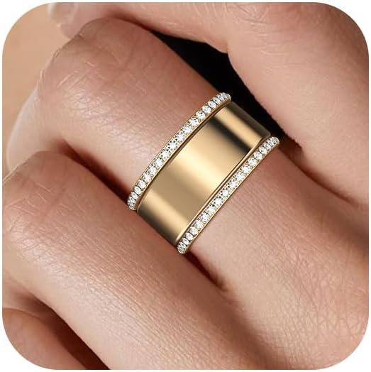 2-Pack 14K Gold Plated Stacking Rings for Oura Ring Gen 4/Oura Ring Gen 3, Cubic Zirconia Simulat... | Amazon (US)