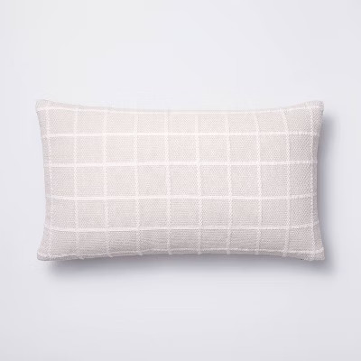 Oblong Woven Grid Decorative Throw Pillow Light Beige - Threshold™ designed with Studio McG... | Target