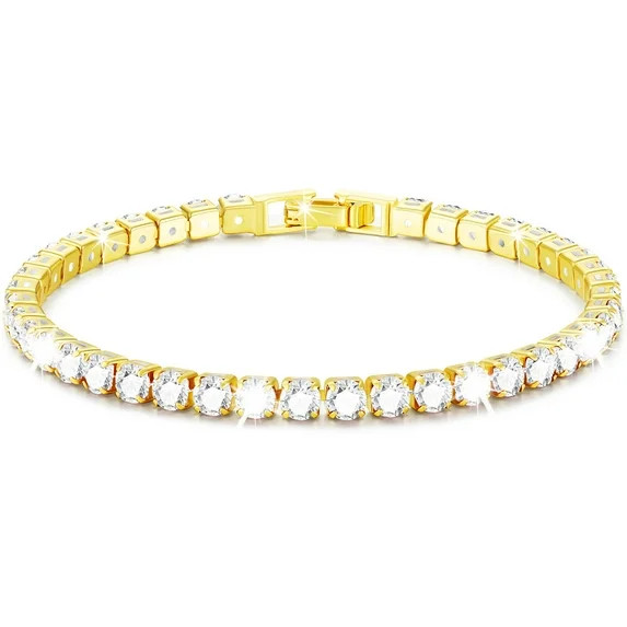 APSVO 18K Gold Plated Tennis Bracelets for Women Girls CZ April Birthstone Bracelet with Crystal ... | Walmart (US)