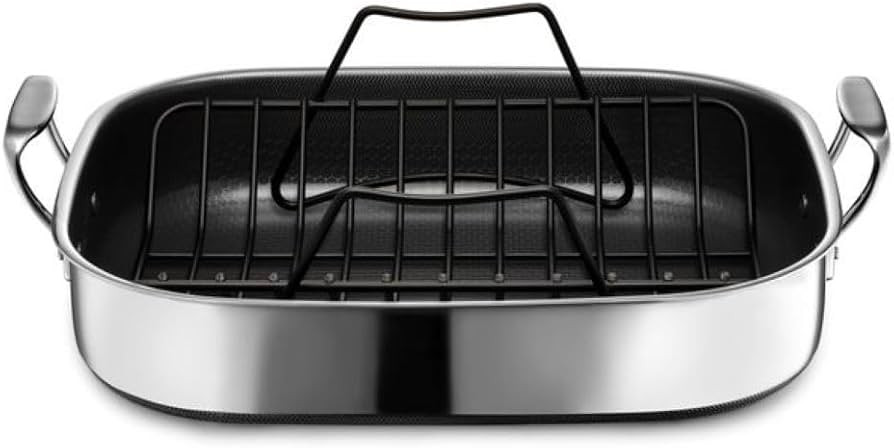 HexClad Hybrid Nonstick Roasting Pan with Rack, Dishwasher-Friendly and Oven-Safe Up to 900°F, C... | Amazon (US)