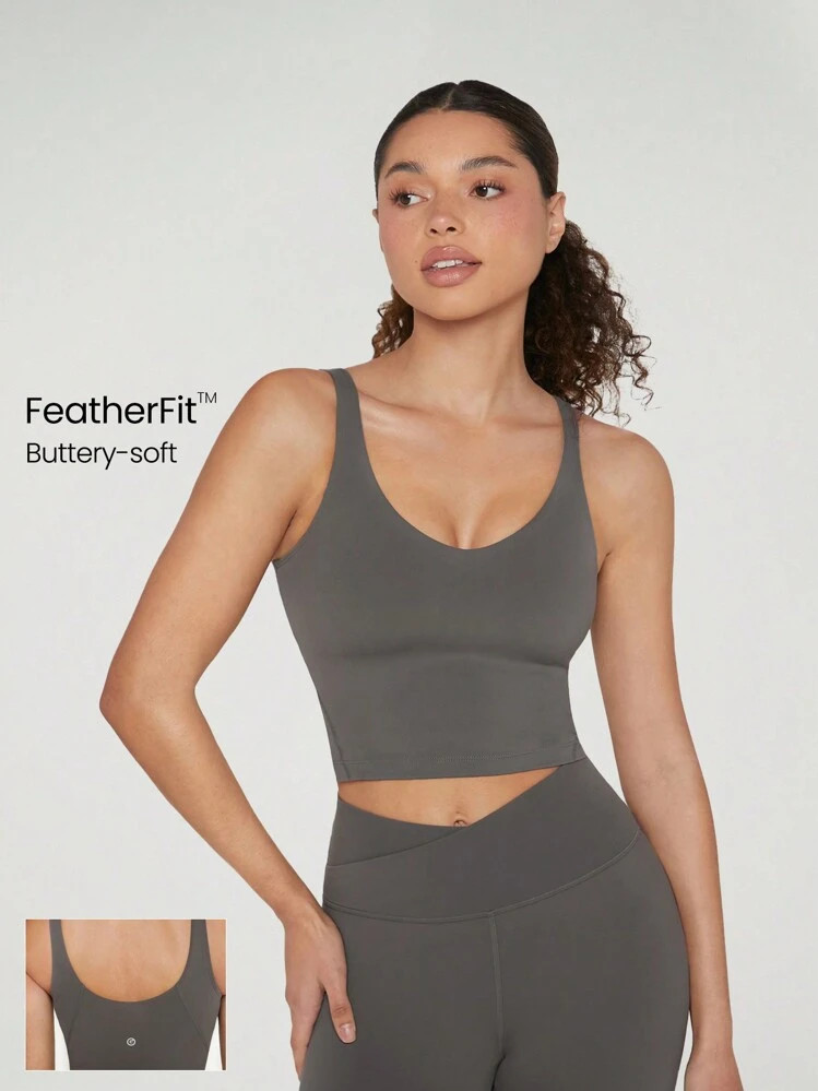 GLOWMODE FeatherFit™ U Back Cropped Active Tank Top Low Impact Yoga Daily | SHEIN
