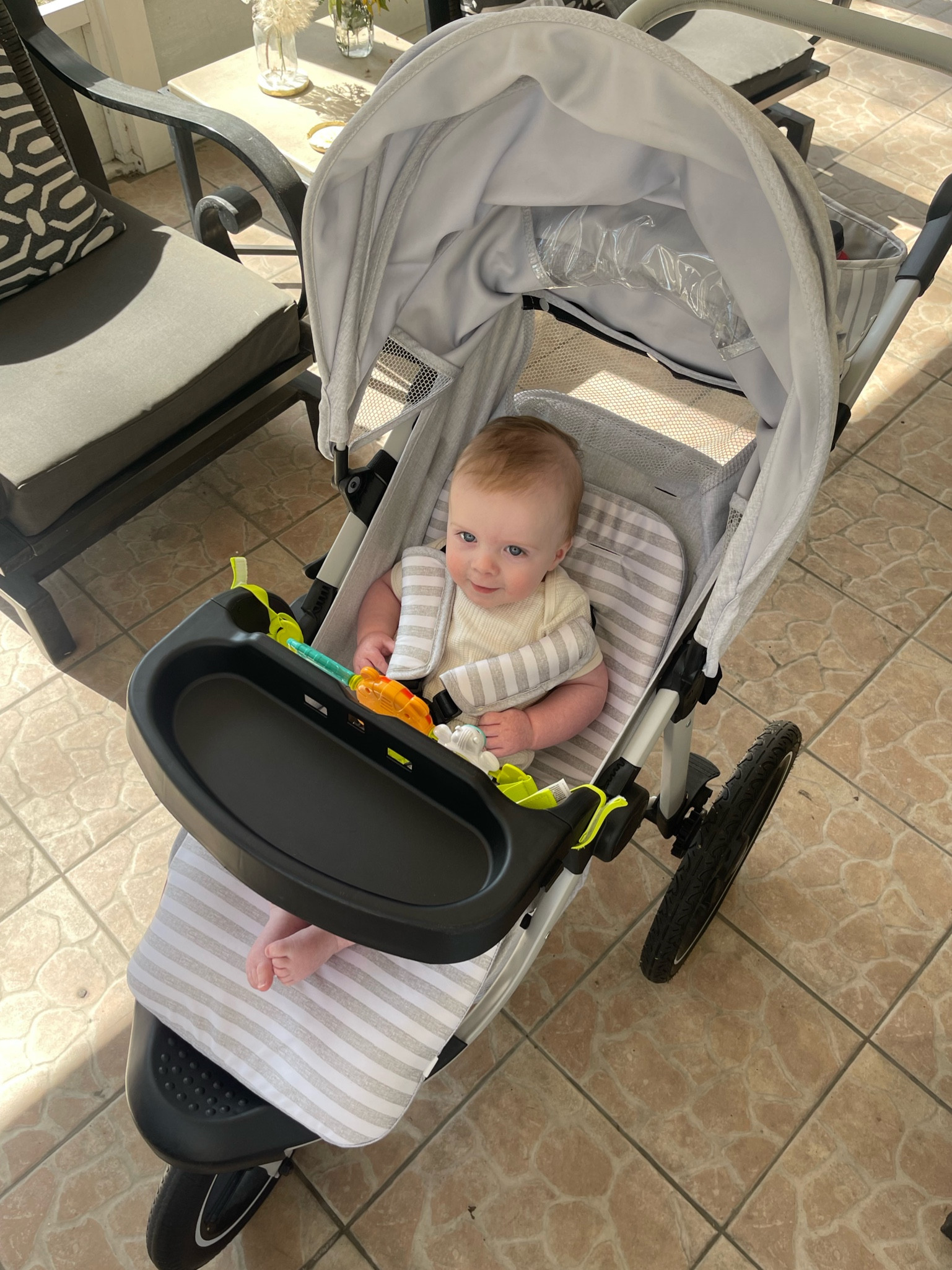 This Baby Gap jogging stroller has been a life saver for us! Not only is it affordable, but the quality is amazing. Anytime our baby is fussy we put him in here and he is in a better mood immediately. This is how we get our chores done and all our outdoor activities! We also have been able to use it immediately as a newborn, which is hard to find with a jogging stroller unless you get a bassinet attachment. All we did was get an infant seat insert off Amazon (also linked here) and leaned the adjustable seat back and he loved it. This stroller has an adjustable sun shade, snack/toy tray that can be removed, large storage under the seat, all terrain tires, drink/ storage caddy at the handle bar for mom, and it folds for easy carry and storage! And added bonus its esthetically cute and looks more expensive than it is  

#LTKBaby #LTKFamily #LTKKids
