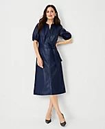 Faux Leather Belted Dress | Ann Taylor (US)