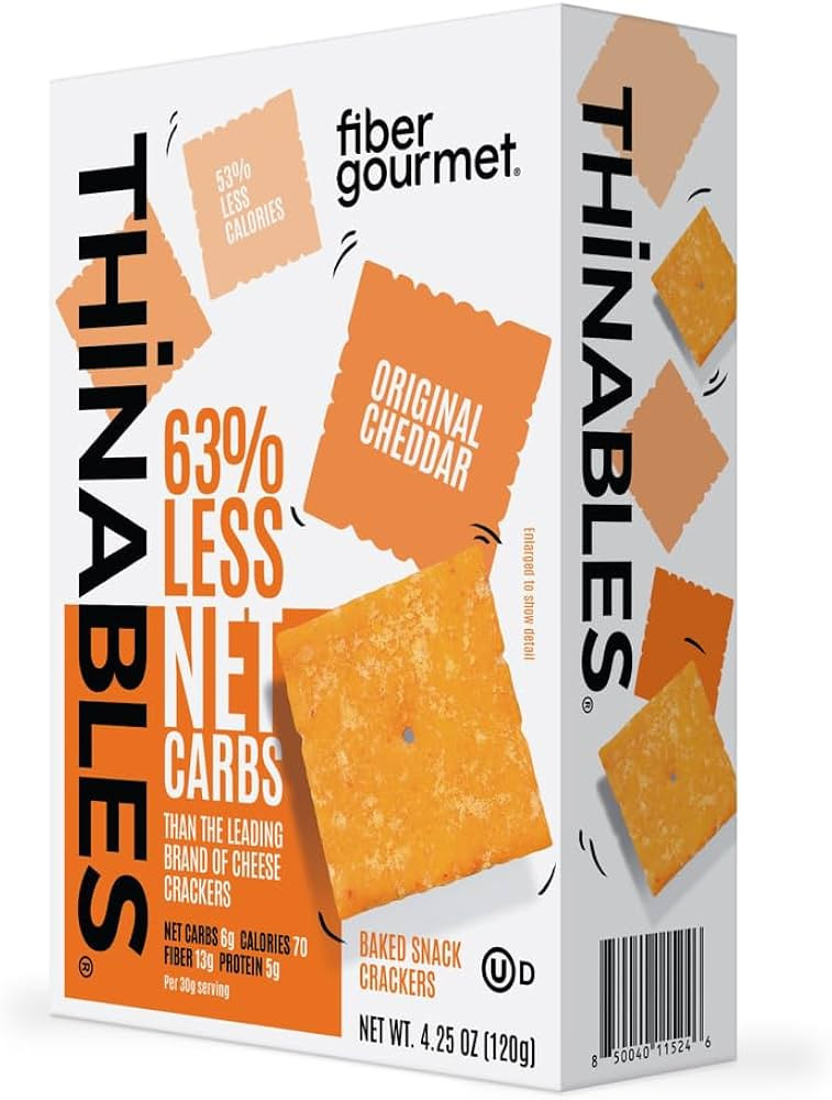 Fiber Gourmet Thinables Baked Cheese Crackers Healthy Low Net Carb Keto - Real Cheddar, High Fibe... | Amazon (US)
