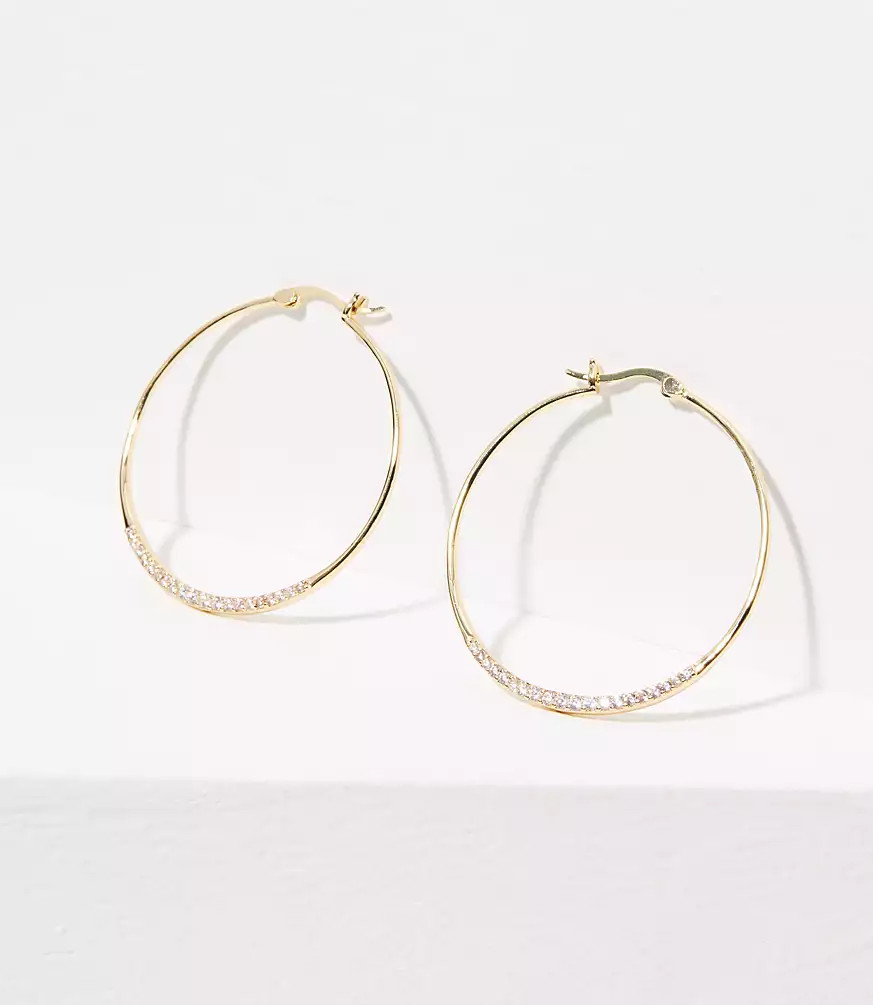 Pave Dusted Hoop Earrings | LOFT | LOFT