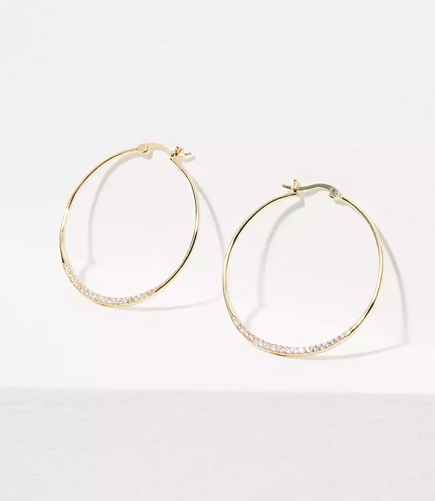 Pave Dusted Hoop Earrings | LOFT | LOFT