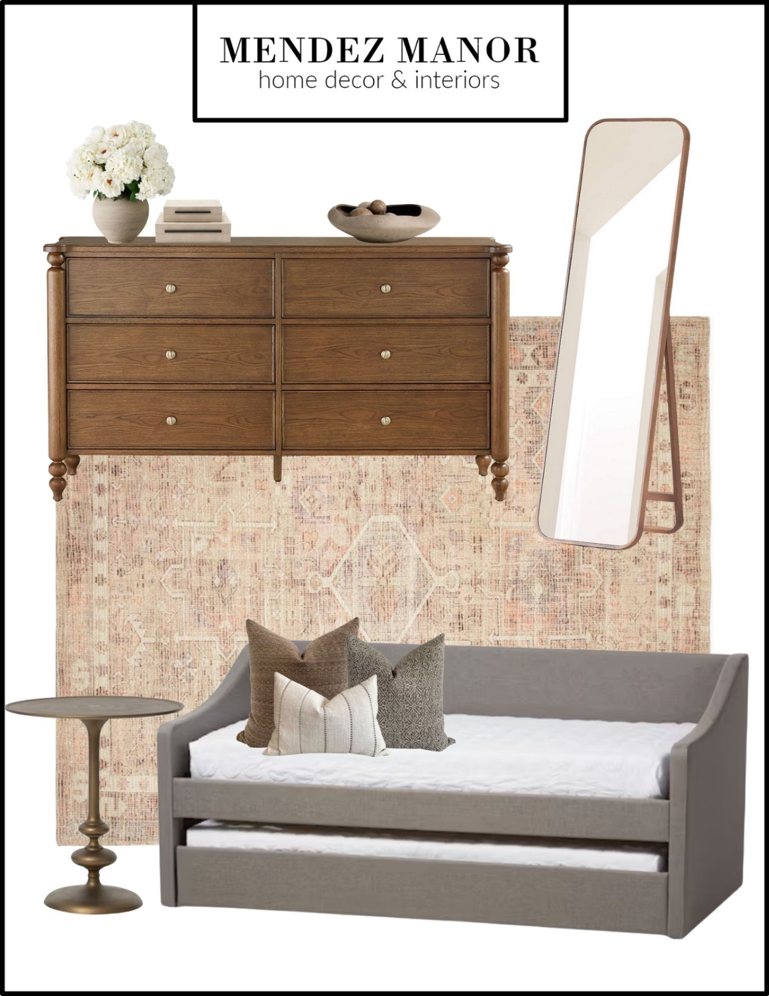 Sophisticated girls room design with gray upholstered daybed and wood double dresser. A standing floor mirror is a must for a teen girls room. 

#daybed #guestroom #bedroom 



#LTKKids #LTKSaleAlert #LTKHome