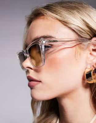 Quay call the shots cat eye sunglasses in clear with brown gradient lens | ASOS (Global)