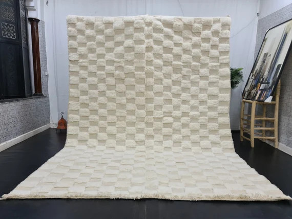 Gorgeous Beni Ourain Rug, Checkered Moroccan Rug, Wool Rug, Handmade Checkerboard Rug, Berber Sol... | Etsy (US)