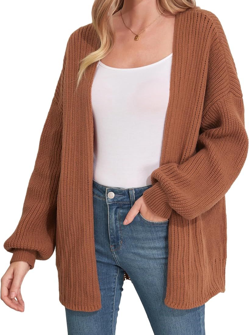 ZAFUL Women's Cardigan Oversized Open Front Sweaters 2023 Long Sleeve Casual Work Loose Chunky Kn... | Amazon (US)